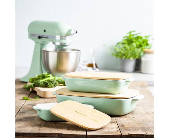 Форма для випічки з кришкою KitchenAid керамогранітна, 6,5х15,5х26 см 0,9 л, фісташковий колір (CC007424-001), зображення 5