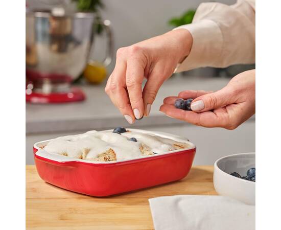 Форма для випічки з кришкою KitchenAid керамогранітна, 6,5 х15, 5х26 см 0,9 л, колір червоний (CC006104-001), зображення 5