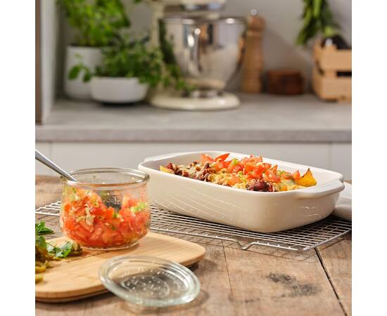 Форма для випічки з кришкою KitchenAid керамогранітна, 7,5 х19, 5х32, 8 см 1,9 л, кремовий колір (CC006107-001), зображення 4