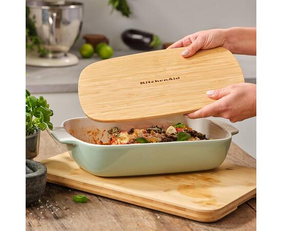 Форма для випічки з кришкою KitchenAid керамогранітна, 8,8 х24, 8х40, 4 см 3,8 л, фісташковий колір (CC007426-001), зображення 4