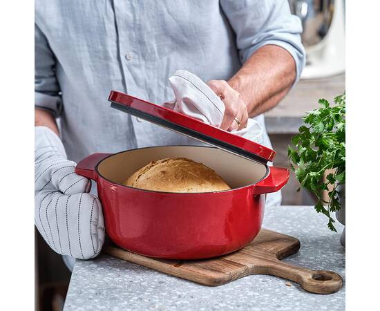 Каструля чавунна з кришкою KitchenAid, 22 см 3,3 л, червона (CC006057-001), Тип: каструля, Об'єм: 3,3 л, Колір: червоний, зображення 4