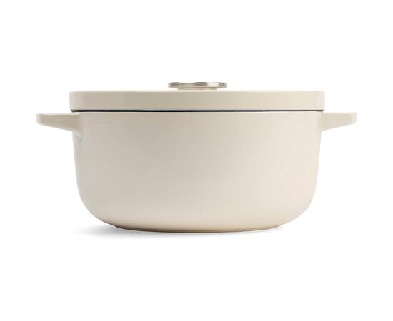 Кастрюля чугунная с крышкой KitchenAid, 26 см 5,2 л, цвет миндальный крем (CC006059-001), Тип: кастрюля, Объем: 5,2 л, Цвет: кремовый, изображение 2