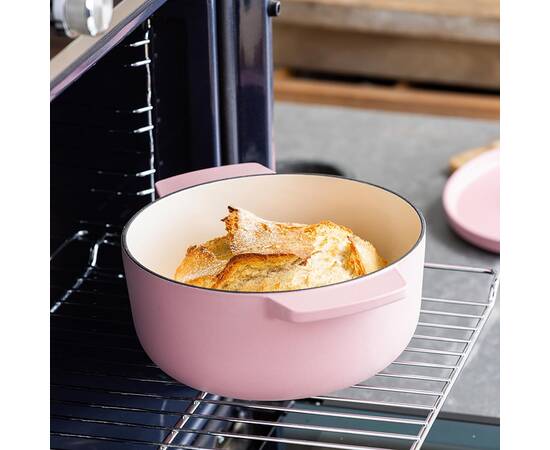 Каструля чавунна з кришкою KitchenAid, 26 см 5,2 л, колір суха троянда (CC007431-001), Тип: каструля, Об'єм: 5,2 л, Колір: рожевий, зображення 4