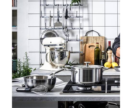 Кастрюля с крышкой KitchenAid MSS, 20 см 3,1 л (CC003259-001), Тип: кастрюля, Объем: 3,1 л, Цвет: серебряный, изображение 2