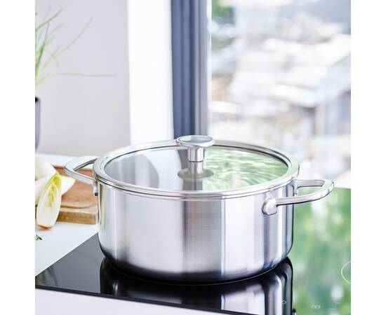 Кастрюля с крышкой KitchenAid MSS, 24 см 4,9 л (CC003260-001), Тип: кастрюля, Объем: 4,9 л, Цвет: серебряный, изображение 3