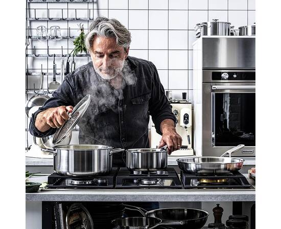 Кастрюля с крышкой KitchenAid MSS, 24 см 4,9 л (CC003260-001), Тип: кастрюля, Объем: 4,9 л, Цвет: серебряный, изображение 4