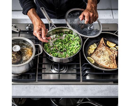 Сотейник с крышкой KitchenAid MSS, 24 см 3,1 л (CC003251-001), Цвет: серебряный, Тип: сотейник, Форма: круглая, Диаметр (см): 24, изображение 2