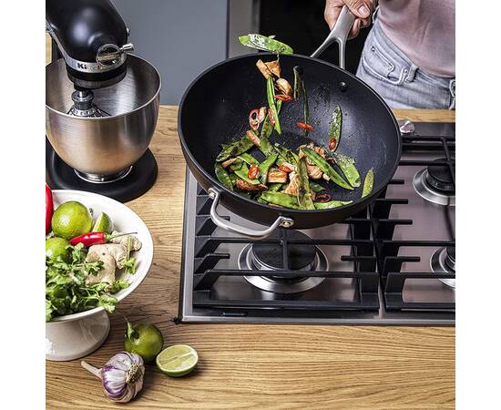 Вок KitchenAid FHA, 30 см с керамическим покрытием (CC005696-001), Цвет: черный, Тип: сковорода вок, Форма: круглая, Диаметр (см): 30, изображение 3