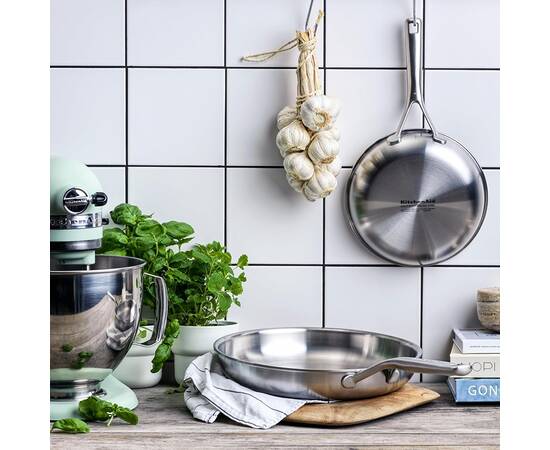 Вок із кришкою KitchenAid MSS, 28 см 3,5 л (CC003254-001), Колір: срібний, Тип: сковорода вок, Форма: кругла, Діаметр (см): 28, зображення 3