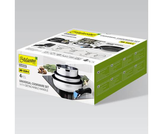 Набор посуды 4 пр. со съемной ручкой Maestro (MR3529-4), изображение 6