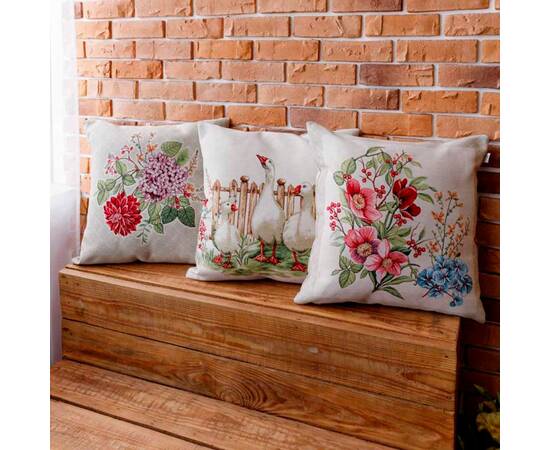 Наволочка декоративная 45х45 Квіти в рамці Гуси Прованс (034209), изображение 3