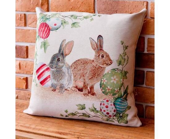 Подушка декоративна 45х45 Пара зайців з писанками Веснянка Прованс (034270), зображення 2