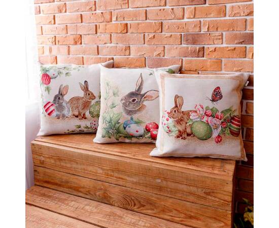 Подушка декоративна 45х45 Пара зайців з писанками Веснянка Прованс (034270), зображення 3