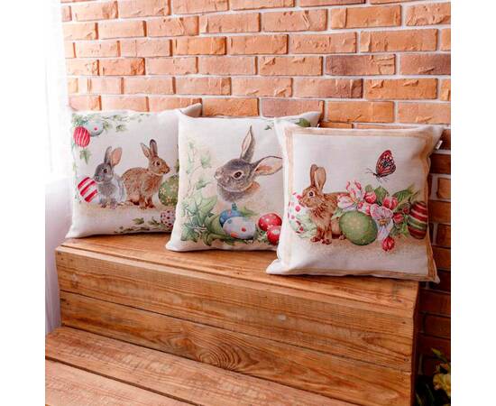 Подушка декоративна 45х45 Заєць з писанками Веснянка Прованс (034268), зображення 3