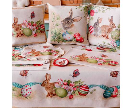 Подушка декоративна 45х45 Заєць з писанками Веснянка Прованс (034268), зображення 4