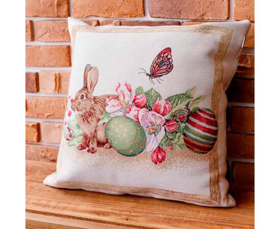 Подушка декоративная 45х45 Зайчик з писанками і квітами Веснянка Прованс (034272), изображение 2