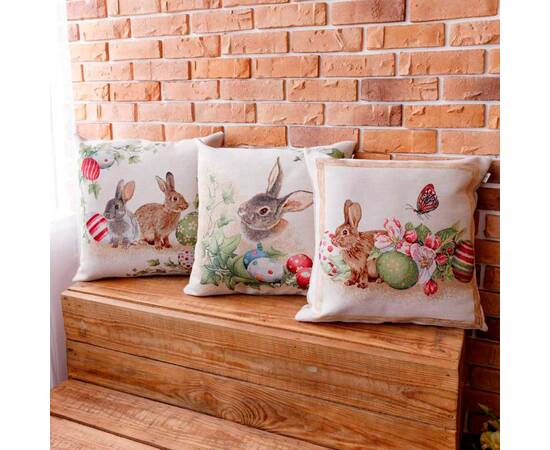Подушка декоративная 45х45 Зайчик з писанками і квітами Веснянка Прованс (034272), изображение 3
