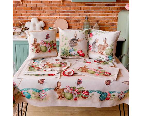 Подушка декоративная 45х45 Зайчик з писанками і квітами Веснянка Прованс (034272), изображение 4