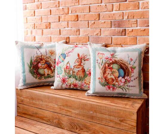 Подушка декоративна 45х45 Зайчик в кошику Злагода Прованс (034258), зображення 2