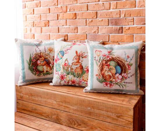 Наволочка декоративна 45х45 Зайчик з синьою стрічкою Злагода Прованс (034250), зображення 2