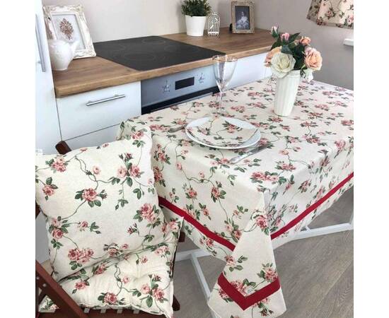 Скатерть с кантом Глорія Квіти 136х136 Прованс (014642), Тип: скатерти, Цвет: розовый, Форма скатерти: квадратная, Размер: 136x136, изображение 5