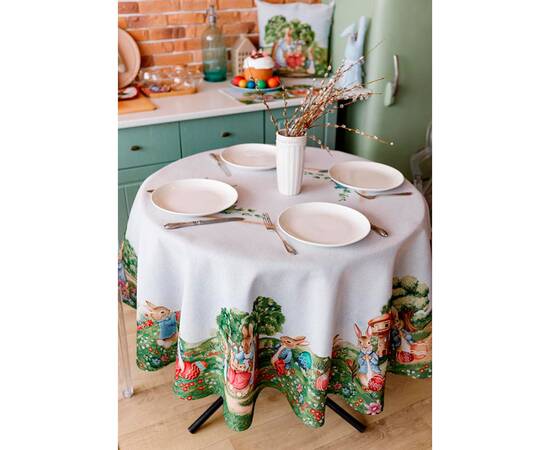 Скатерть круглая D-136 Галявина Прованс (034135), Тип: скатерти, Цвет: зеленый, Форма скатерти: круглая, Размер: Ø136, изображение 4