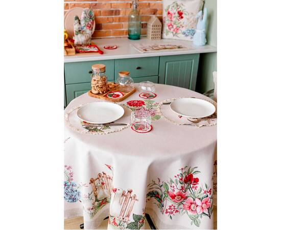 Скатерть круглая D-136 Гуси Прованс (034129), Тип: скатерти, Цвет: коричневый, Форма скатерти: круглая, Размер: Ø136, изображение 3