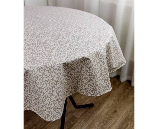 Скатерть пятноустойчивая Симфони D-180 Капучино вензель Прованс (033848), Тип: скатерти, Цвет: коричневый, Форма скатерти: круглая, Размер: Ø180, изображение 2