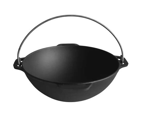 Казан азиатский чугунный с чугунной крышкой - сковородой 12 л Азия Brizoll (KA12-2), Объем казана: 12 л, Наличие крышки: с крышкой-сковородой, изображение 2