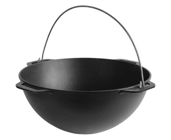 Казан азіатський чавунний із чавунною кришкою - сковородою 15 л Азія Brizoll (KA15-2), Об’єм казана: 15 л, Наявність кришки: з кришкою-сковородою, зображення 2