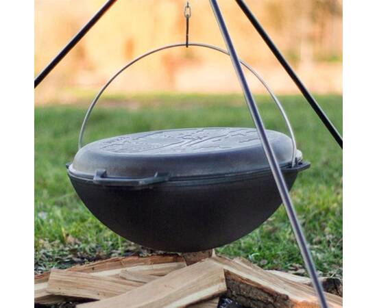 Казан азіатський чавунний із чавунною кришкою - сковородою 15 л Азія Brizoll (KA15-2), Об’єм казана: 15 л, Наявність кришки: з кришкою-сковородою, зображення 3