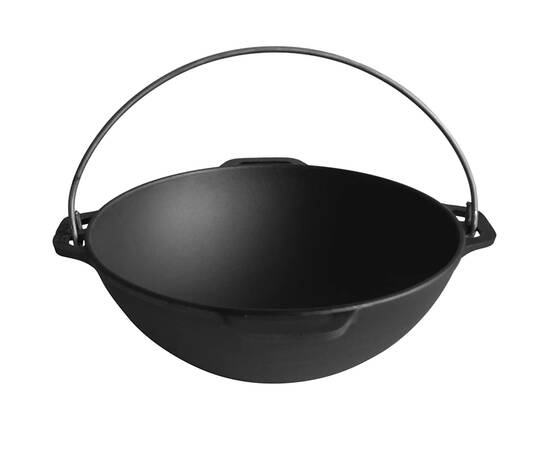 Казан азіатський чавунний із чавунною кришкою - сковородою 8 л Азія Brizoll (KA08-2), Об’єм казана: 8 л, Наявність кришки: з кришкою-сковородою, зображення 3