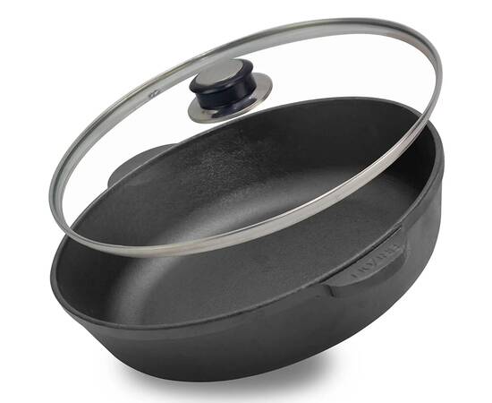 Сковорода чугунная со стеклянной крышкой 280х60 мм Monolith Brizoll (M2860U-6), Цвет: черный, Тип: сковорода, Форма: круглая, Диаметр (см): 28, изображение 2