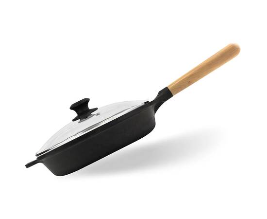 Сковорода чавунна 280х60 мм зі знімною ручкою, зі скляною кришкою NEXT Brizoll (N2861-P-6), Колір: чорний, Тип: сковорода, Форма: кругла, Діаметр (см): 28, зображення 2