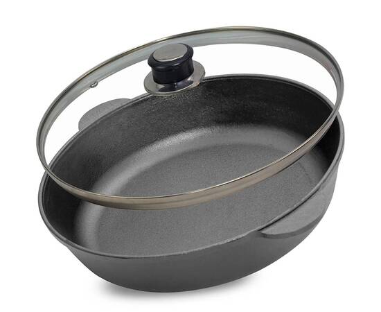 Сковорода чугунная со стеклянной крышкой 300х60 мм Monolith Brizoll (M3060U-6), Цвет: черный, Тип: сковорода, Форма: круглая, Диаметр (см): 30, изображение 2