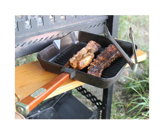 Сковорода чугунная квадратная гриль 260х260х57,5 мм с ручкой Optima-Bordo Brizoll (O262650G-P2), Цвет: бордовый, Тип: сковорода-гриль, Форма: квадратная, Диаметр (см): 26, изображение 2