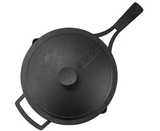 Сковорода чугунная с литой ручкой и чугунной крышкой 260х60 мм Monolith Brizoll (M2660P-1), изображение 3