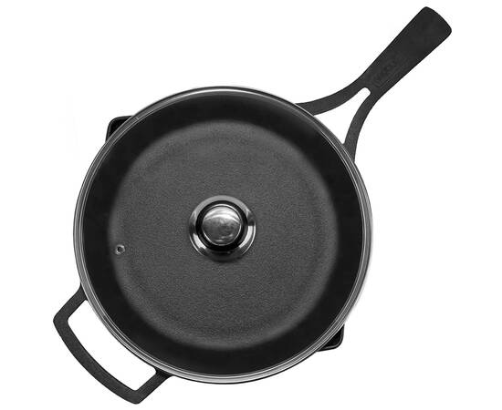 Сковорода чавунна з литою ручкою та скляною кришкою 260х60 мм Monolith Brizoll (M2660P-6), Колір: чорний, Тип: сковорода, Форма: кругла, Діаметр (см): 26, зображення 3
