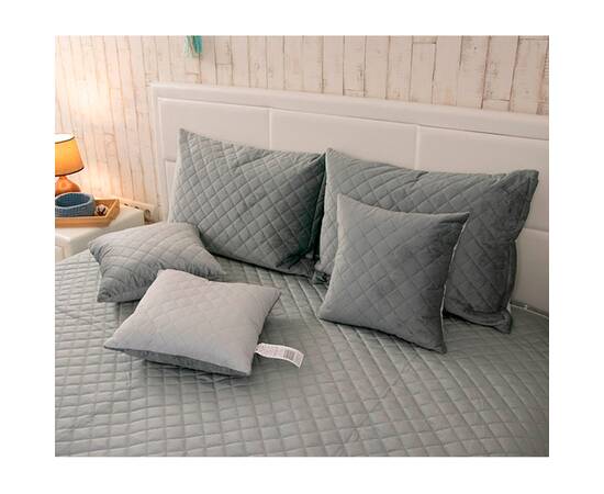 Подушка 40х40 декоративна велюрова Dark Grey ромб Руно (311.55_Dark Grey ромб), Колір: антрацитовий, Розмір: 40x40, зображення 3