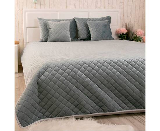 Покрывало 180х220 велюр Dark Grey ромб Руно (340.55_Dark Grey ромб), Цвет: антрацитовый, Размер: 180x220, изображение 2