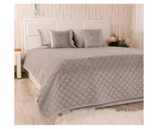 Покрывало 220х240 велюр Grey ромб Руно (330.55_Grey ромб), Цвет: серый, Размер: 220x240, изображение 2