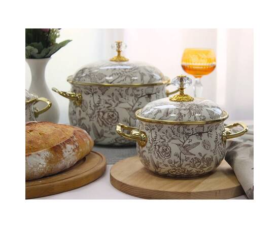 Каструля емальована BIRD Elmani з кришкою 3,8 л, 20 см (763-042), Тип: каструля, Об'єм: 3,8 л, Колір: бежевий, зображення 3