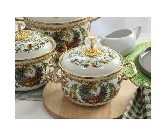 Кастрюля эмалированная VITALY Elmani с крышкой 1,5 л, 14 см (763-019), Тип: кастрюля, Объем: 1,5 л, Цвет: желтый, изображение 3