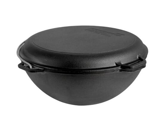 Казан азіатський чавунний із чавунною кришкою - сковородою гриль 15 л Азія Brizoll (KA15-3), Об’єм казана: 15 л, Наявність кришки: з кришкою-гриль, зображення 2