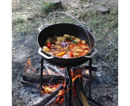 Казан азіатський чавунний із чавунною кришкою - сковородою гриль 15 л Азія Brizoll (KA15-3), Об’єм казана: 15 л, Наявність кришки: з кришкою-гриль, зображення 3