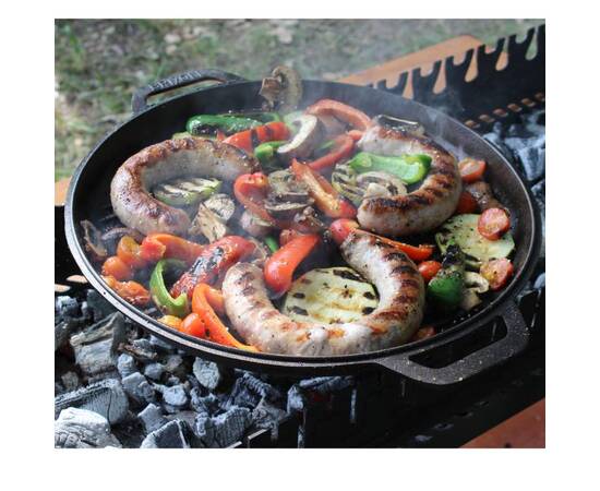 Казан азиатский чугунный с чугунной крышкой - сковородой гриль 8 л Азия Brizoll (KA08-3), Объем казана: 8 л, Наличие крышки: с крышкой-гриль, изображение 5