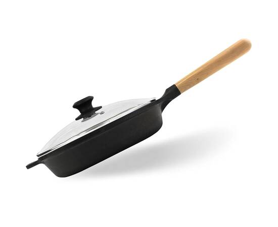 Сковорода чавунна 240х40 мм зі знімною ручкою, зі скляною кришкою NEXT Brizoll (N2447-P-6), Колір: чорний, Тип: сковорода, Форма: кругла, Діаметр (см): 24, зображення 2