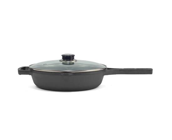 Сковорода чугунная с литой ручкой и стеклянной крышкой 240х60 мм Monolith Brizoll (M2460P-6), Цвет: черный, Тип: сковорода, Форма: круглая, Диаметр (см): 24, изображение 2