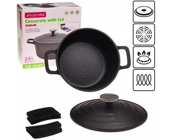 Каструля DUBLIN 20х10 см Kamille (4460), Тип: каструля, Об'єм: 2,5 л, Колір: чорний, зображення 4