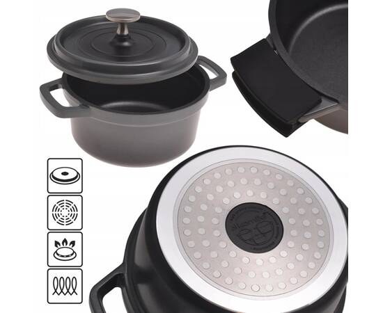 Каструля FRANCE 16х8 см Kamille (4455), Тип: каструля, Об'єм: 1,5 л, Колір: сірий, зображення 3